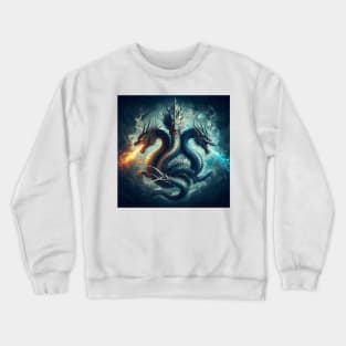 Triad of Draconic Majesty: Fire, Water, and Air Convergence Crewneck Sweatshirt